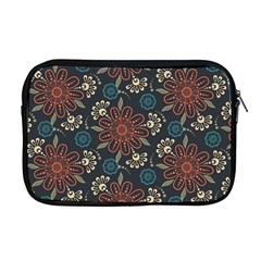 Retro Texture With Orange Flowers Floral Apple Macbook Pro 17  Zipper Case