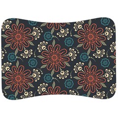 Retro Texture With Orange Flowers Floral Velour Seat Head Rest Cushion