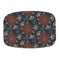 Retro Texture With Orange Flowers Floral Mini Square Pill Box