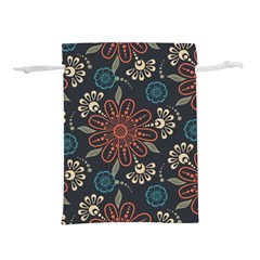 Retro Texture With Orange Flowers Floral Lightweight Drawstring Pouch (m)