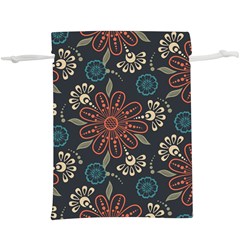 Retro Texture With Orange Flowers Floral Lightweight Drawstring Pouch (xl)