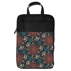 Retro Texture With Orange Flowers Floral Foldable Shoe Storage Bag