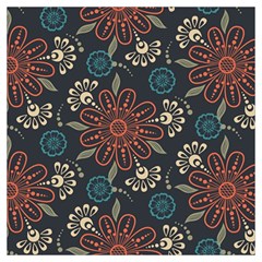 Retro Texture With Orange Flowers Floral Lightweight Scarf 