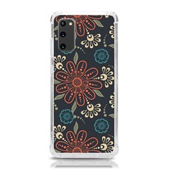 Retro Texture With Orange Flowers Floral Samsung Galaxy S20 6 2 Inch Tpu Uv Case