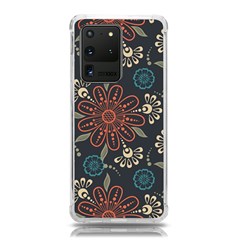 Retro Texture With Orange Flowers Floral Samsung Galaxy S20 Ultra 6 9 Inch Tpu Uv Case by Paksenen