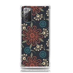 Retro Texture With Orange Flowers Floral Samsung Galaxy Note 20 Tpu Uv Case