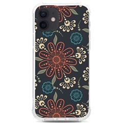 Retro Texture With Orange Flowers Floral Iphone 12/12 Pro Tpu Uv Print Case