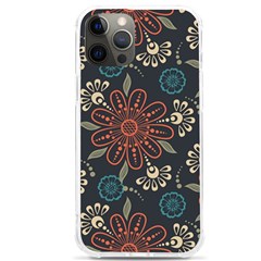 Retro Texture With Orange Flowers Floral Iphone 12 Pro Max Tpu Uv Print Case