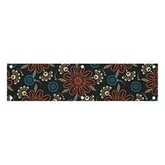 Retro Texture With Orange Flowers Floral Banner And Sign 4  X 1 