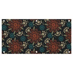 Retro Texture With Orange Flowers Floral Banner And Sign 4  X 2 