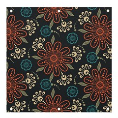 Retro Texture With Orange Flowers Floral Banner And Sign 4  X 4 