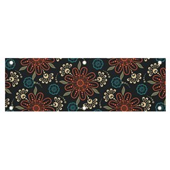 Retro Texture With Orange Flowers Floral Banner And Sign 6  X 2 