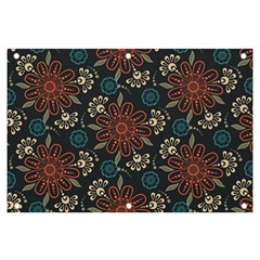 Retro Texture With Orange Flowers Floral Banner And Sign 6  X 4 