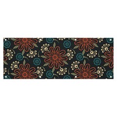 Retro Texture With Orange Flowers Floral Banner And Sign 8  X 3 