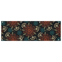 Retro Texture With Orange Flowers Floral Banner And Sign 9  X 3 