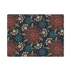 Retro Texture With Orange Flowers Floral Premium Plush Fleece Blanket (mini)