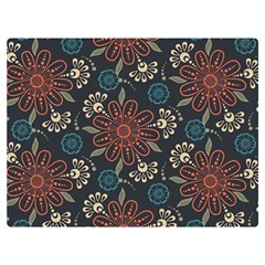 Retro Texture With Orange Flowers Floral Premium Plush Fleece Blanket (extra Small)