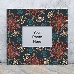 Retro Texture With Orange Flowers Floral White Wall Photo Frame 5  X 7 