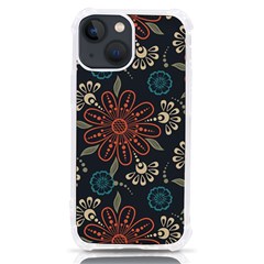 Retro Texture With Orange Flowers Floral Iphone 13 Mini Tpu Uv Print Case