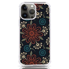 Retro Texture With Orange Flowers Floral Iphone 13 Pro Max Tpu Uv Print Case