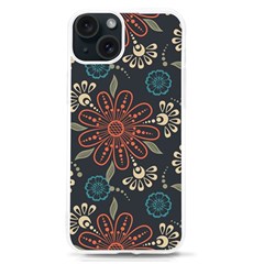 Retro Texture With Orange Flowers Floral Iphone 15 Tpu Uv Print Case