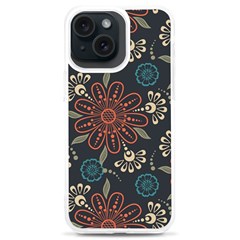 Retro Texture With Orange Flowers Floral Iphone 15 Plus Tpu Uv Print Case