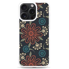 Retro Texture With Orange Flowers Floral Iphone 15 Pro Max Tpu Uv Print Case