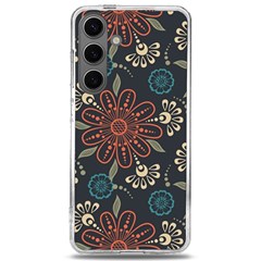 Retro Texture With Orange Flowers Floral Samsung Galaxy S24 6 2 Inch Tpu Uv Case