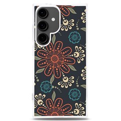 Retro Texture With Orange Flowers Floral Samsung Galaxy S24 Plus 6 7 Inch Tpu Uv Case