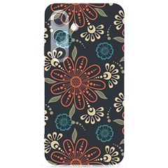 Retro Texture With Orange Flowers Floral Samsung Galaxy S24 6 2 Inch Black Tpu Uv Case