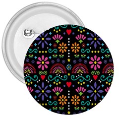 Mexican Folk Art Seamless Pattern Colorful 3  Buttons