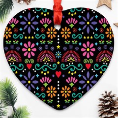 Mexican Folk Art Seamless Pattern Colorful Ornament (heart)