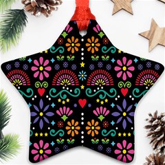 Mexican Folk Art Seamless Pattern Colorful Ornament (star)