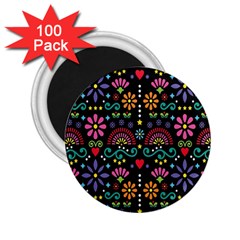 Mexican Folk Art Seamless Pattern Colorful 2 25  Magnets (100 Pack) 