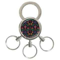 Mexican Folk Art Seamless Pattern Colorful 3-ring Key Chain