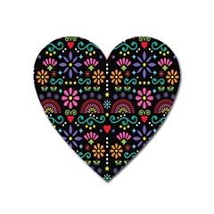 Mexican Folk Art Seamless Pattern Colorful Heart Magnet