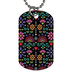 Mexican Folk Art Seamless Pattern Colorful Dog Tag (one Side)