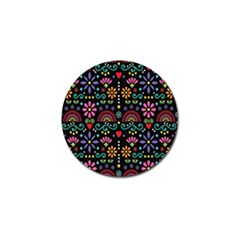 Mexican Folk Art Seamless Pattern Colorful Golf Ball Marker (10 Pack)