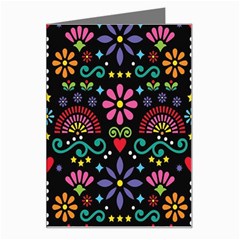 Mexican Folk Art Seamless Pattern Colorful Greeting Card by Paksenen