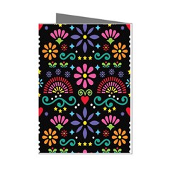 Mexican Folk Art Seamless Pattern Colorful Mini Greeting Cards (pkg Of 8)