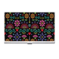 Mexican Folk Art Seamless Pattern Colorful Business Card Holder