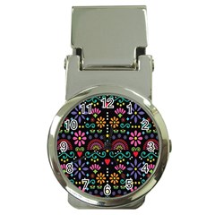 Mexican Folk Art Seamless Pattern Colorful Money Clip Watches