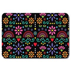 Mexican Folk Art Seamless Pattern Colorful Large Doormat