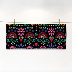 Mexican Folk Art Seamless Pattern Colorful Hand Towel