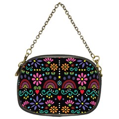 Mexican Folk Art Seamless Pattern Colorful Chain Purse (one Side)