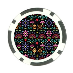 Mexican Folk Art Seamless Pattern Colorful Poker Chip Card Guard (10 Pack)