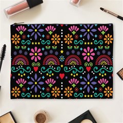 Mexican Folk Art Seamless Pattern Colorful Cosmetic Bag (xl)