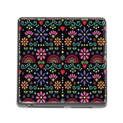 Mexican Folk Art Seamless Pattern Colorful Memory Card Reader (square 5 Slot) by Paksenen