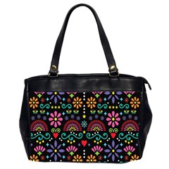 Mexican Folk Art Seamless Pattern Colorful Oversize Office Handbag (2 Sides) by Paksenen