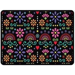 Mexican Folk Art Seamless Pattern Colorful Fleece Blanket (large)